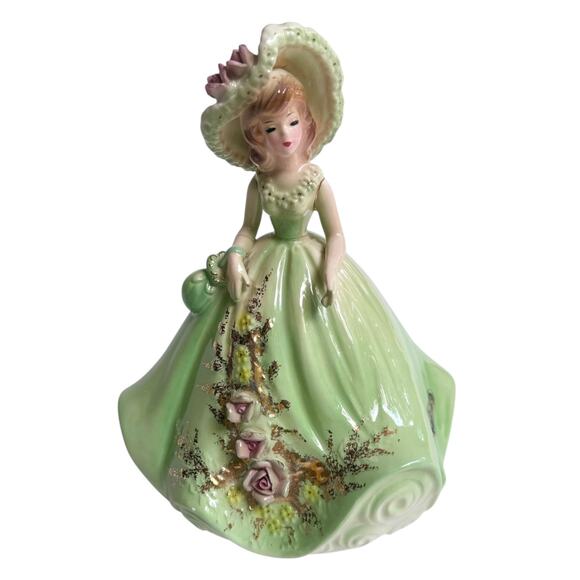 Joseph Originals MUSIC BOX FIGURINE October Plays Come To Cabaret Green Lady VTG - Picture 1 of 9